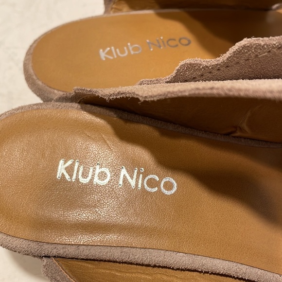 NEW Anthro KLUB NICO Daisy Suede mule wedge Beige Cream, sz 10 - Picture 8 of 10